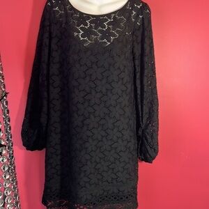 Black lace and embroidered party dress.